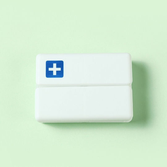 Medicine Storage Box 7 Individually Sealed Compartments Foldable Portable Alista Home White Blue
