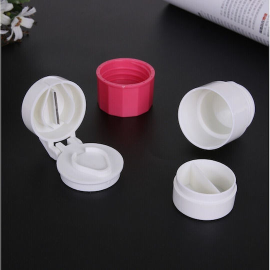 Cutie Multifuncțională de Pastile Alista Home 4 În 1 Pahar de Apă Tăiere Zdrobire Depozitare Compactă ABS Lamă din Oțel Inoxidabil Alb Roz 8.7x6.2x4.1 Cm