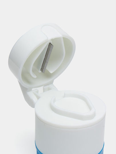Cutie Multifuncțională Pentru Pastile Alista Home 4 În 1 Pahar Pentru Apă Tăiere Zdrobire Depozitare Compactă ABS Lamă Din Oțel Inoxidabil Alb Albastru 8.7x6.2x4.1 Cm