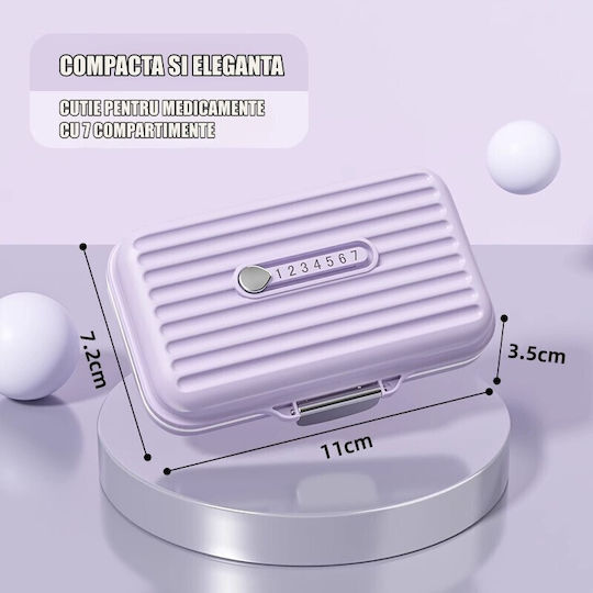 Cutie de Medicamente Alista Home Mov 7 Compartimente Portabil Compact 11x7,2x3,5 Cm Ideal pentru Utilizare Zilnică