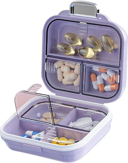 Cutie de Medicamente Alista Home Mov cu 7 Compartimente Portabilă Compactă 7.8x7.2x3.5 cm Ideală pentru Utilizare Zilnică