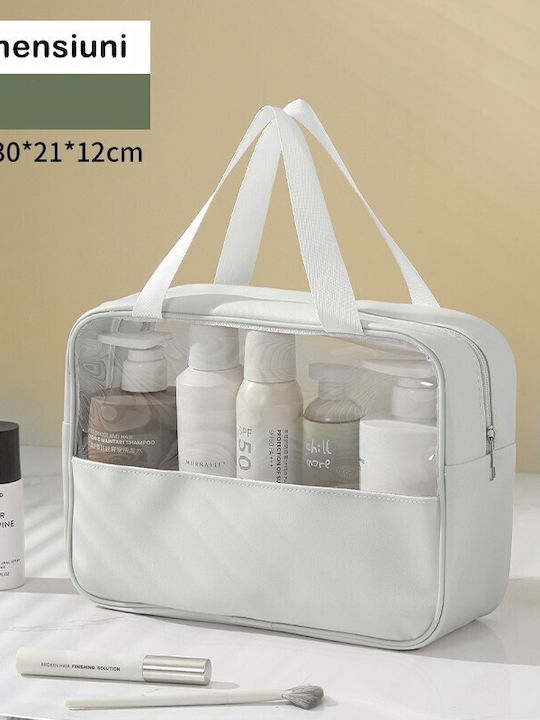 Alista Home Cosmetic Bag Travel Organization Pvc Textile Material Waterproof Portable 30x12x21 Cm White Alista Home Cosmetic Bag Travel Organization Pvc Textile Material Waterproof Portable 30x12x21 Cm White