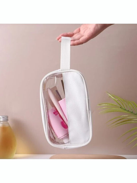 Geantă Cosmetică Alista Home Pentru Călătorie Organizare Material Textil Pvc Impermeabil Portabil 22 X 12 X 8 Cm Albă