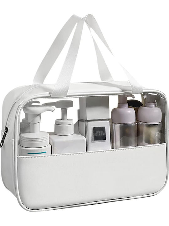 Geantă Cosmetică Alista Home Organizare Călătorie Material Textil Pvc Rezistentă La Apă Portabilă 30x12x21 Cm Albă