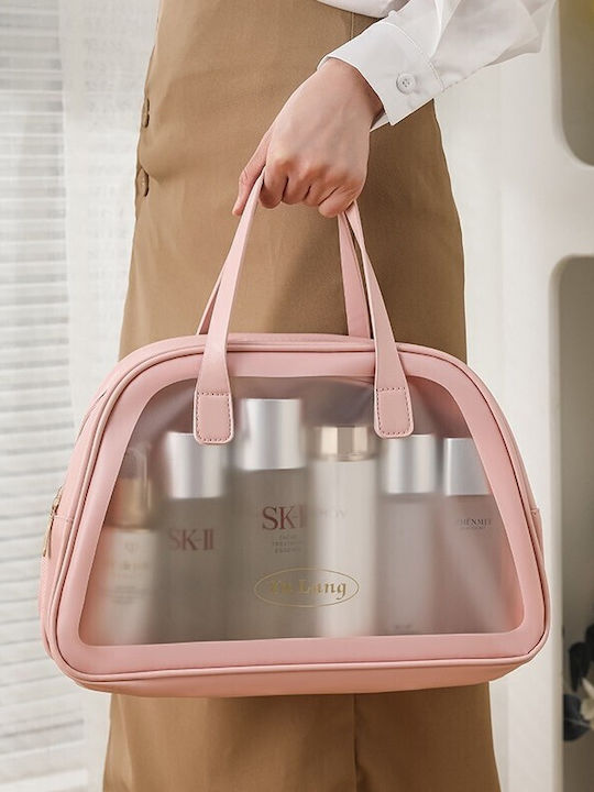 Geantă Cosmetică De Călătorie Alista Home Compartiment Dublu Mată Impermeabilă Translucidă 35 X 22 X 15 Cm Roz