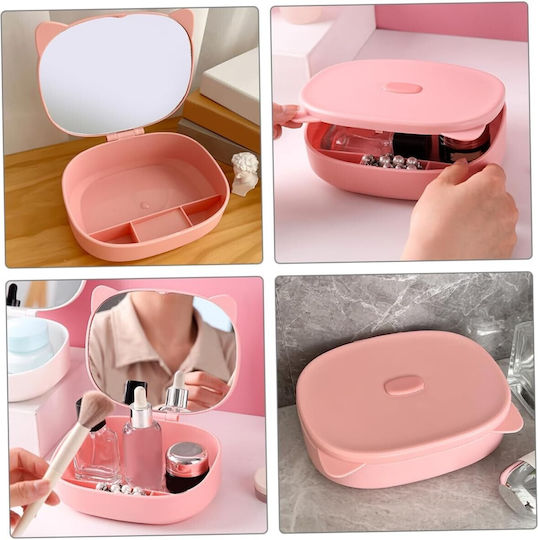 Cutie Organizator Oglindă Alista Home 4 Compartimente Accesorii Cosmetice Realizată Din ABS 17x13x6 Cm Roz