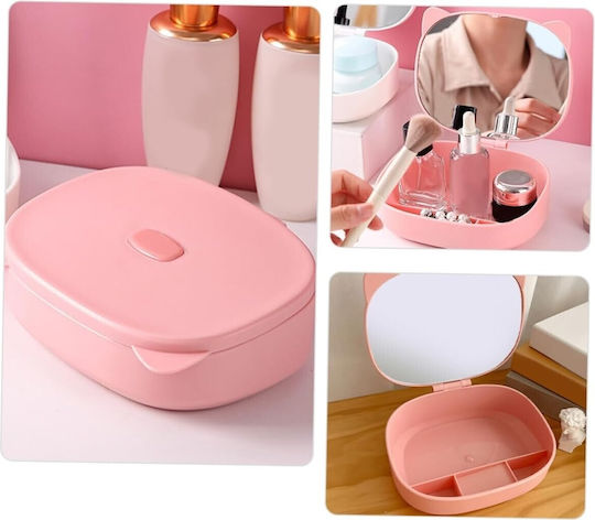 Cutie Organizator Oglindă Alista Home 4 Compartimente Accesorii Cosmetice Realizată Din ABS 17x13x6 Cm Roz