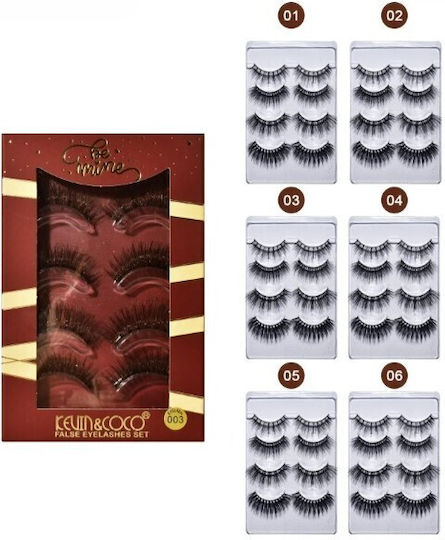 Set 4 Pairs False Eyelashes Kevin Coco Size 3