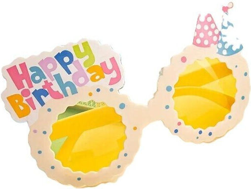 Decorative Glasses Alista Home Party Made Abs Unisex Happy Birthday Model 13.5 X 8.5 Cm Beige Yellow Lenses