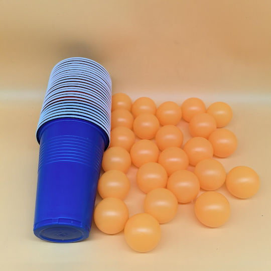 Joc De Băutură Beer Pong Alista Home Set 24 Bile De Tenis 24 Pahare Reutilizabile Joc Interactiv Pentru Adulți Albastre Portocalii
