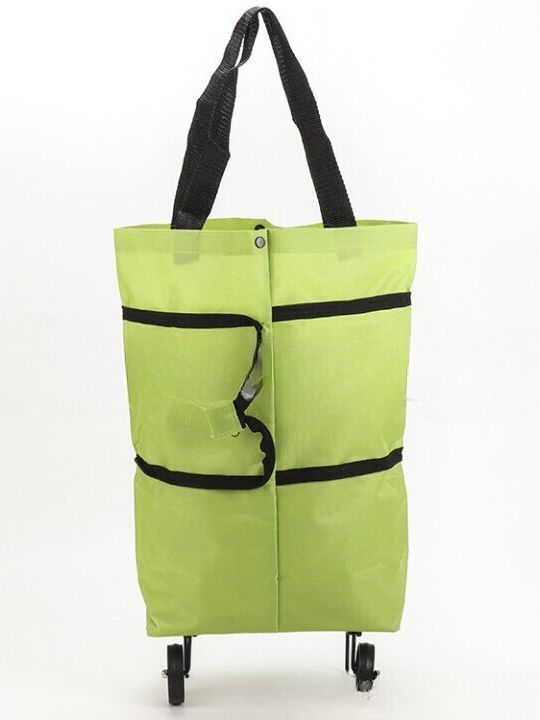 Geantă Pliabilă Alista Home 2 În 1 Roți Cărucior Sacose De Cumpărături 19 L Verde Din Plastic 39 X 46 X 12 Cm