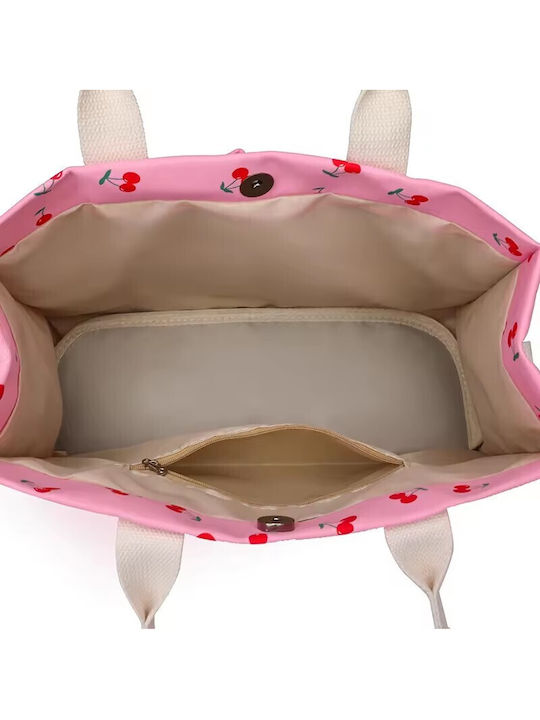 Geantă De Umăr Multifuncțională Alista Home Închidere Cu Capse Imprimeu Cireșă Material Textil 33.5 X 25 X 14.5 Cm Roz