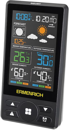 Ermenrich 86036 Ασύρματος Μετεωρολογικός Σταθμός Ψηφιακός Επιτραπέζιος Μαύρος