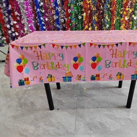 Husă De Masă Alista Home Foil Happy Birthday Balloon Print 137 X 183 Cm Roz