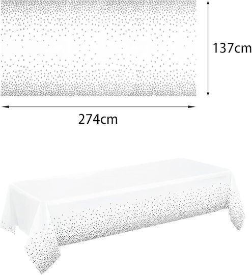 Husă De Masă Alista Home Din Peva Cu Buline Imprimat 137 X 274 Cm Rezistentă La Apă Și Pete Curățare Rapidă Gri