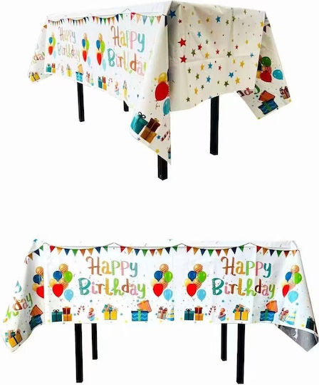 Husă De Masă Pentru Petreceri Alista Home Folie Happy Birthday Balon Imprimat 137 X 183 Cm Albă