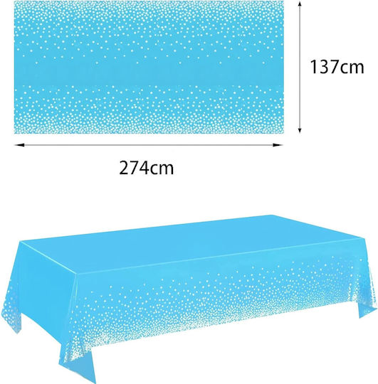 Husă De Masă Alista Home Din Peva Argintie Cu Buline Imprimat 137 X 274 Cm Rezistentă La Apă Și Pete Curățare Rapidă Albastră