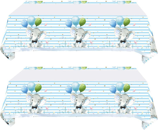 Tablecloth Alista Home Plastic Elephant Print 180 X 108 Cm Blue