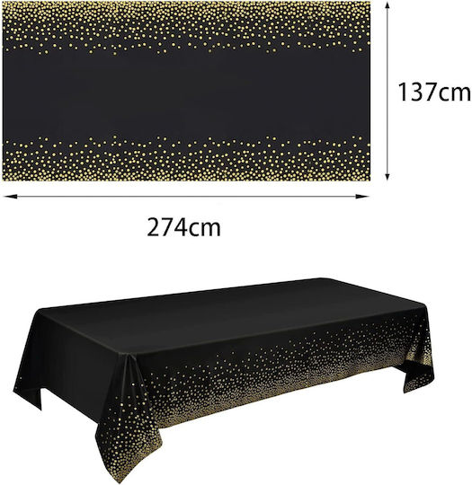Husă De Masă Alista Home Din Peva Auriu Cu Buline Imprimat 137 X 274 Cm Rezistentă La Apă Şi Pete Curăţare Rapidă Negru