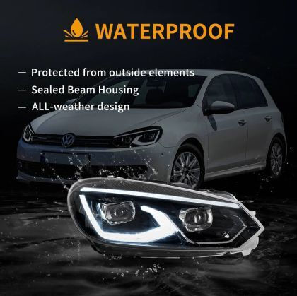 Front Led Lights 12V for Volkswagen Golf 2008-2014 2 Pieces
