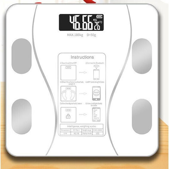 Alista Home Smart Cantar De Baie 180kg Cu Analizator De Grăsime Corporală & Bluetooth Alb 125821