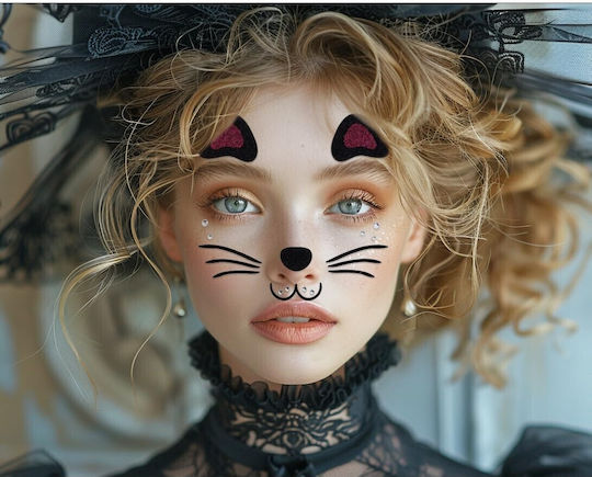 Autocolant Temporar Pentru Față Alista Home Machiaj Artă Pe Față Halloween Teatru Model Pisică Mov