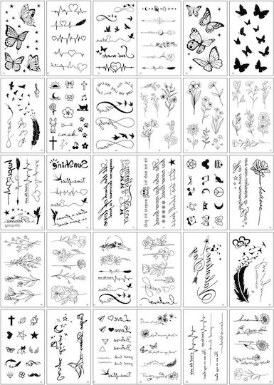 Set 30 Tatuaje Temporare Alista Home Pe Bază de Apă Model 5 Negre