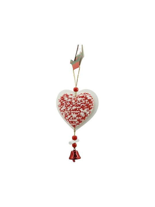 Tweed Heart Christmas Tree Ornament Alista Home White Red Wood 18 Cm