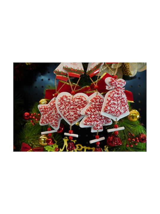 Ornament De Crăciun Pentru Brad Inimă Tweed Alb Roșu Din Lemn 18 Cm Alista Home
