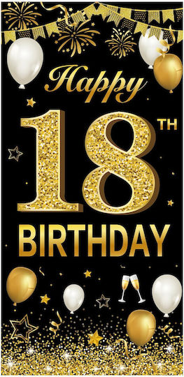 Banner Pentru Petrecere Alista Home Happy Birthday Design Temă Vârstă 18 Ani 185x90 Cm Negru