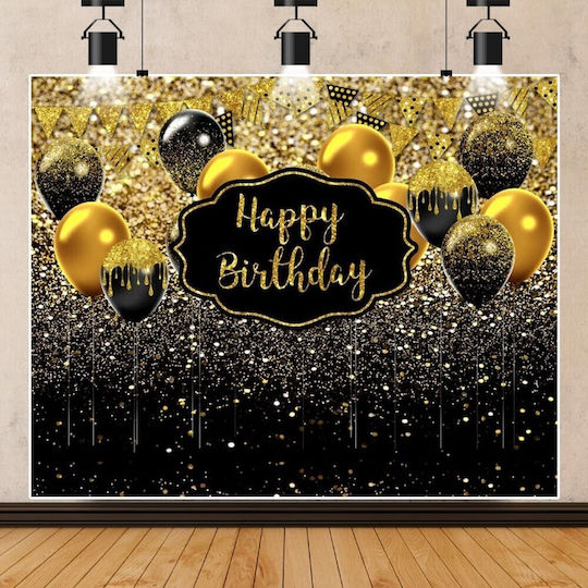Banner Foto Stil Fundal Alista Home Pânză 185 X 110 Cm Sfoară 6 M 4 Atașamente Colțuri Negru Auriu