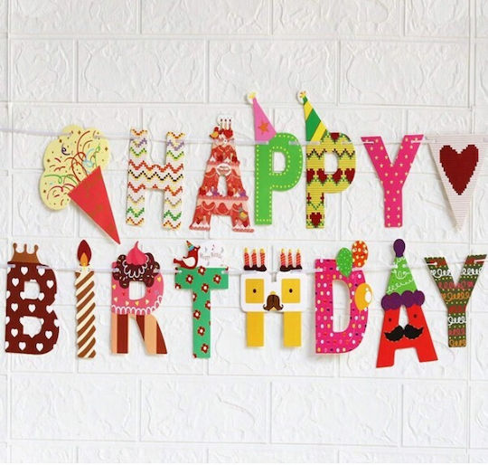 Pancartă Happy Birthday 100x200 Cm Alista Home Include Rulou De Ață Tema Bomboane Multicoloră