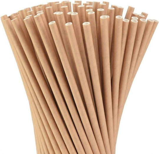 Set 100 Straws Alista Home Paper 20 Cm Solid Color Kraft