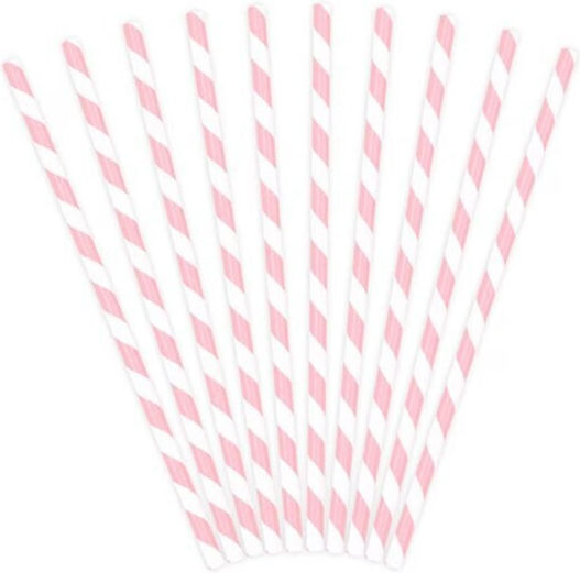 Set 25 Strohhalme Alista Home Papier 20 Cm Gestreiftes Muster Weiß Pink