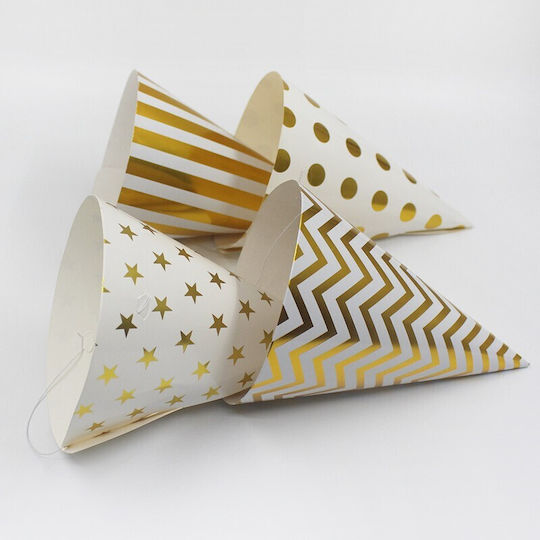 Set 6 Pălării De Petrecere Metalice Alista Home Celebration Birthday Theme Polka Dot Design 20 Cm Aurii