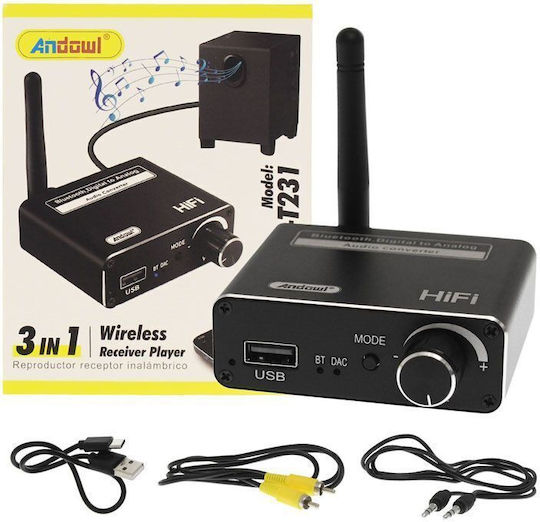 Andowl Bluetooth 5.0 Receiver Usb Output Port Q-t231 3in1 Wireless Receiver Player