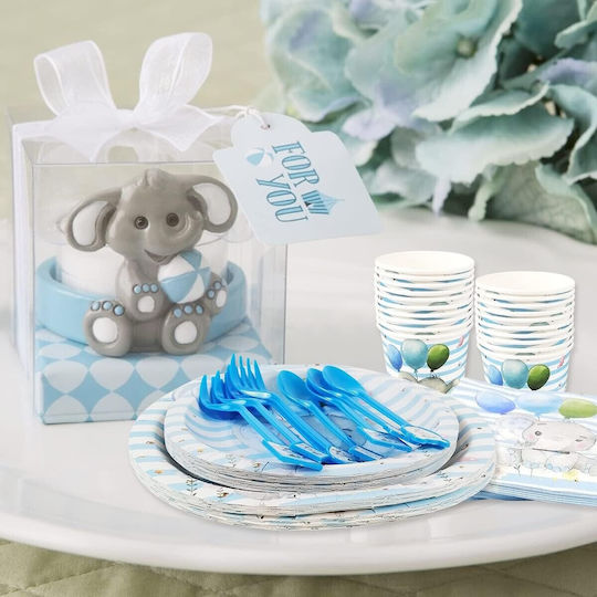 Set 20 Servetele Pentru Petreceri Alista Home Cu Imprimeu Elefant Hârtie 16.5 X 16.5 Cm Albastre