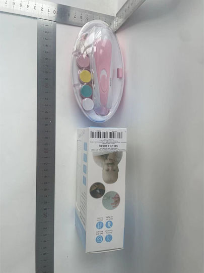 Set Pilă Electrică pentru Unghii Copii Bebeluși Alista Home Abs 6 Accesorii Lumină Led Roz Alb