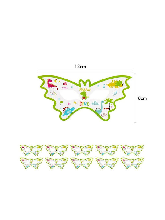 Set 10 Dekorative Masken Alista Home Dino Park Kollektion 18 x 8 cm Pappe Mehrfarbig