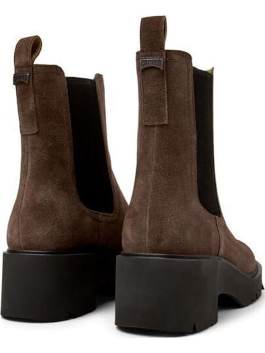 Milah Suede Γυναικεία Chelsea Μποτάκια με Μεσαίο Τακούνι Καφέ