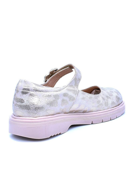 Kids Pumps & Ballerinas Anatomical with Adjustable Metal Clasp Leather Gold