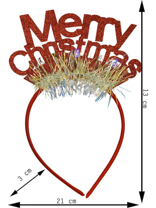 Merry Christmas Headband Hoop Red Glitter Standard Size Alista Home