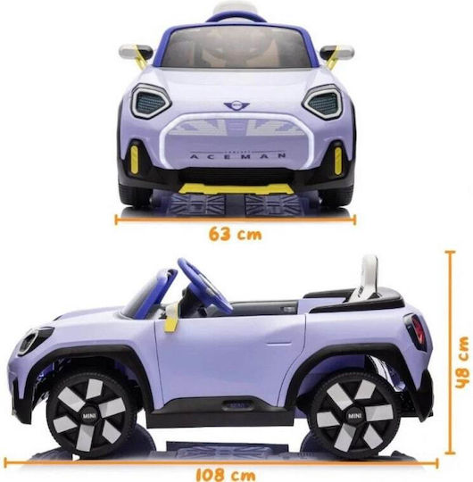 Mini Cooper Aceman Cu Un Loc cu Telecomandă Licențiat 12 Volți Mov pentru 2+ Ani