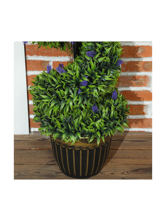 Homcom Set of 2 Artificial Plants Spiral Design Cement Base Green