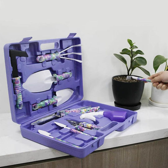 Set 10 Accesorii Grădină Alista Home Geantă Depozitare Inclusă Oțel Inoxidabil 37 X 28 Cm Mov