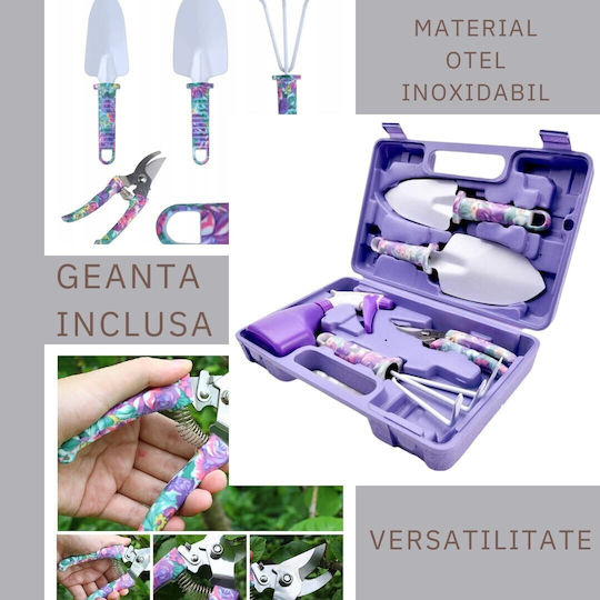 Set 5 Accesorii Grădină Alista Home Geantă Depozitare Inclusă Oțel Inoxidabil 38 X 29 Cm Mov