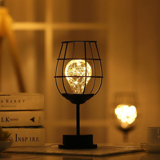 Decorative Led Lamp Alista Home Wine Glass Model Battery Operated 13 X 13 X 28 Cm Black Base Warm White Light