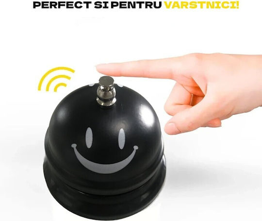 Clopoțel Metalic Multifuncțional Alista Home Negru Cu Față Zâmbitoare Imprimată 7.5x7.5x6.5 Cm Recepție Restaurant Cafenele