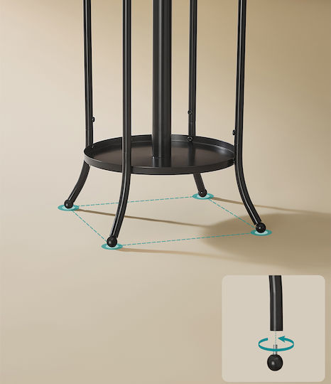 Songmics Καλόγερος Μεταλλικός Μαύρος 40x40x175cm