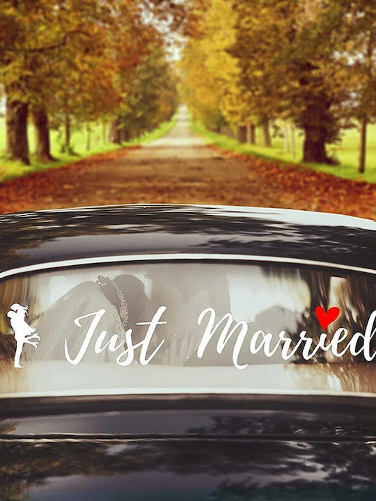 Sticker Decal Alista Home Temă Nuntă Design Iubitori Text Just Married 50x11.5 Cm Alb
